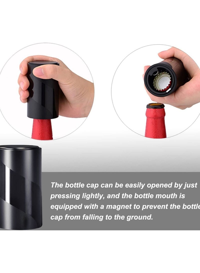 【2 PACK】 Push Down-Pop Off Beer Bottle Opener with Cap Catcher, No Damage to Caps，Automatic Decapitator Beer/Soda Bottle Top Openers，One-Hand Easy/Funny Lid Open,Cool Bartender Tools