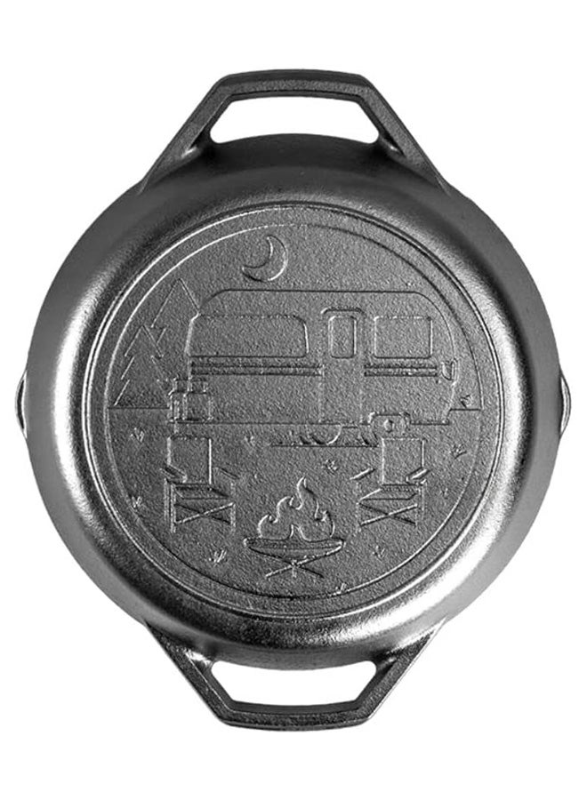 Lodge Cast Iron Wanderlust Series, Dual Handled Camper Pan, 10.25 inch, Black