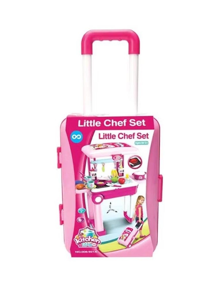 Little Chef 2 In 1 Pretend Play Luggage Kitchen Cook Set With Lights And Sound 53x24.5x63cm