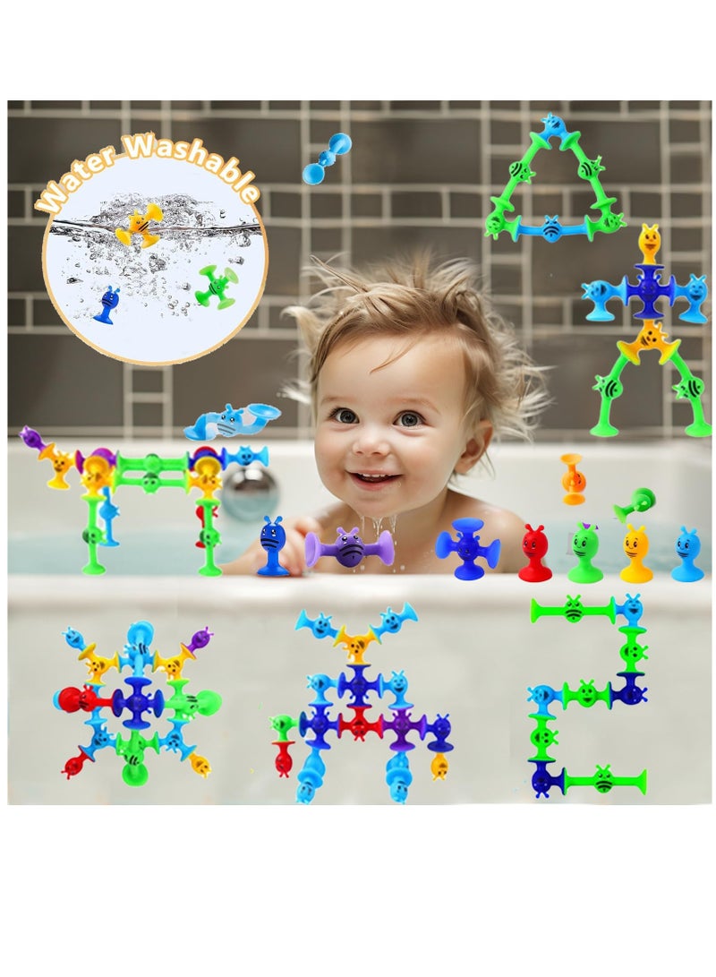38 Piece Suction Cup Toys Bath Toys for Kids Ages 3+ , Kids Toddlers Family Game Preschool Learning Sensory Suction Cup Toys Montessori Classroom Toys for Kids, XP-002