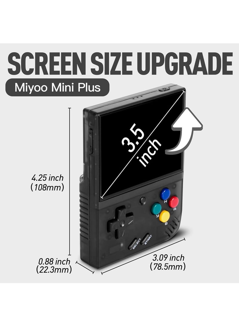 Miyoo Mini Plus Handheld Game Console, with Dedicated Storage Case, 3.5 Inch IPS 640x480 Screen, 64G/128G TF Card with 10,000+ Games, 3000mAh 7+Hours Battery, Support Wireless Network (Black 64G)