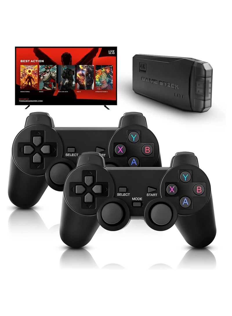 Integrated retro 4K game console with dual 2.4G wireless controllers, plug-and-play video game stick, built-in 3,500 games, 9 classic emulators, high-definition HDMI output for TV