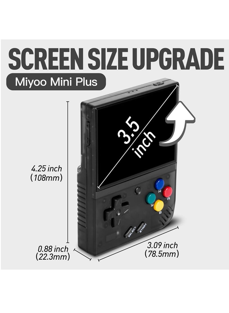 Miyoo Mini Plus Handheld Game Console, with Dedicated Storage Case, 3.5 Inch IPS 640x480 Screen, 64G/128G TF Card with 10,000+ Games, 3000mAh 7+Hours Battery, Support Wireless Network (Black 128G)
