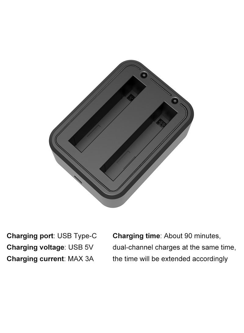 Dual Battery Charger with Indicator Light for Insta360 X3 Camera, Charges 2 Batteries Simultaneously USB Type-C USB Dual Batteries Charger with Indicator Light.
