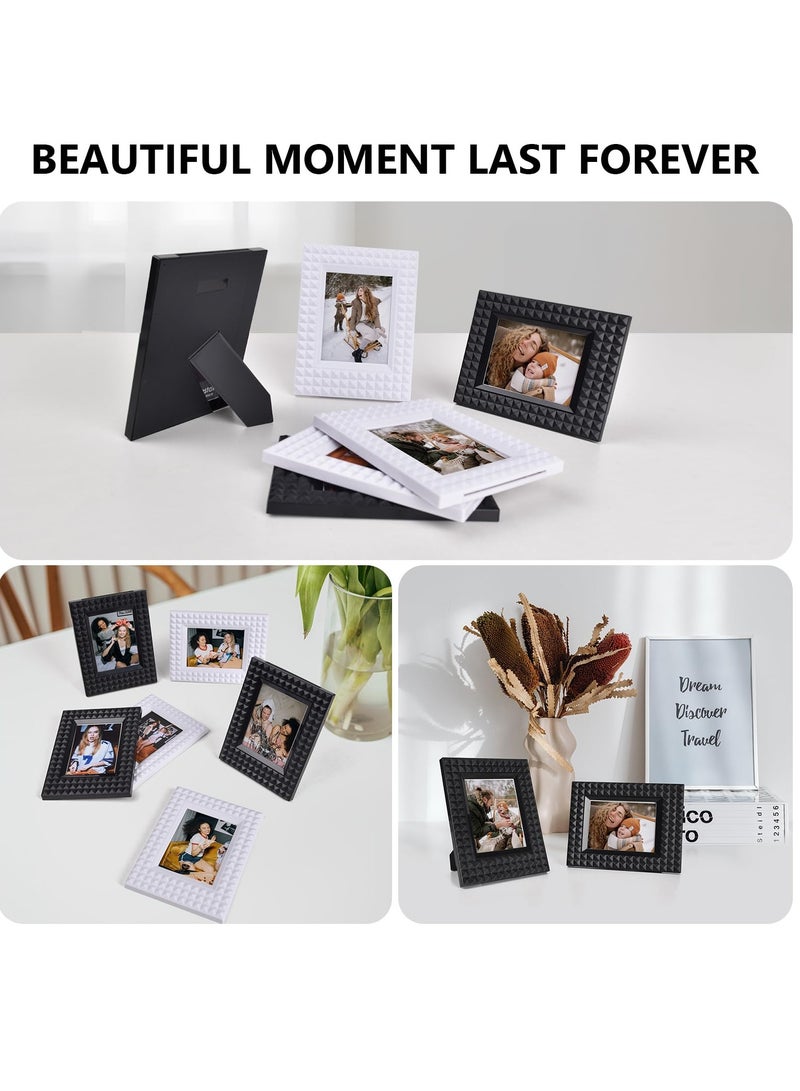 2x3 Photo Frame, 6 Pack Mini Plastic Picture Frame Compatible with Fujifilm Instax/Polaroid 2 x 3 inch Film, Photo Display Set For Fuji Instax Film Frame (Black + White)