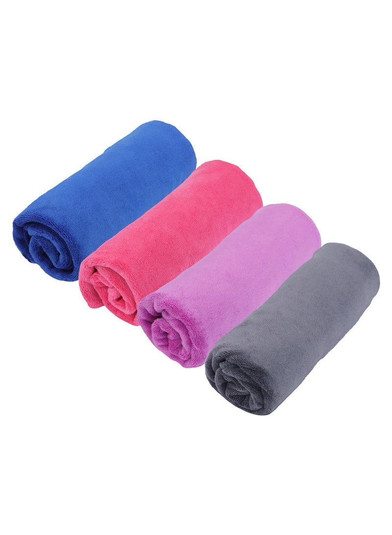 4Packs 35X75 CM Quick Drying Soft Microfiber Super Lightweight Sport Towels,Gym Towels for Swimming,Beach,Travel,Yoga,Hiking,Sports-Dark Blue,Purple,Pink,Grey