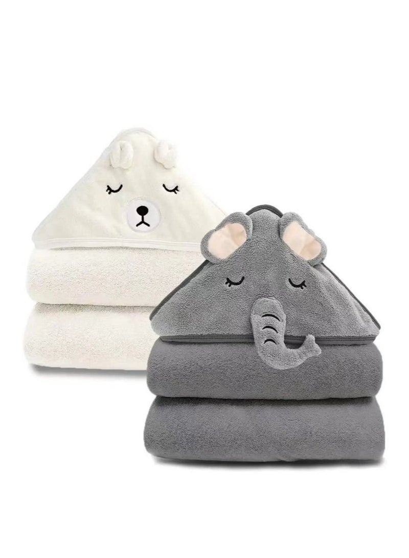 2 Pack Bamboo Hooded Baby Towel Organic Bamboo Bath Towel for Toddler Soft and Super Absorbent Washcloth Machine Washable Towel Keeps Your Baby Warm Cosy