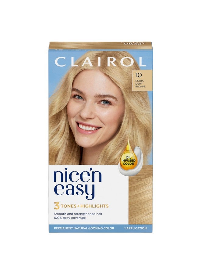 Nice'N Easy Permanent Hair Dye 10 Extra Light Blonde Hair Color Pack Of 1