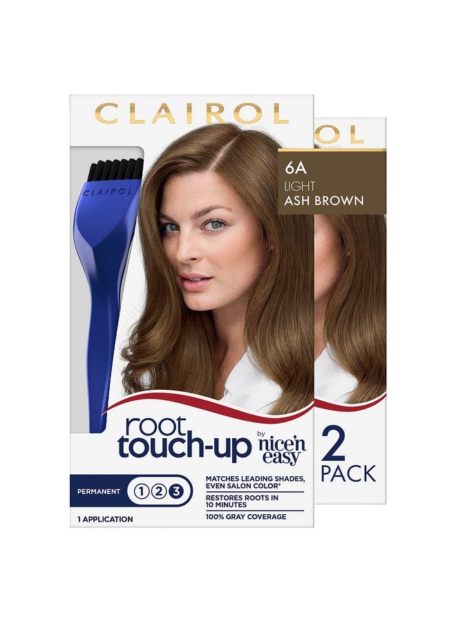Root Touch Up By Nice'N Easy Permanent Hair Dye 6A Light Ash Brown Hair Color Pack Of 2