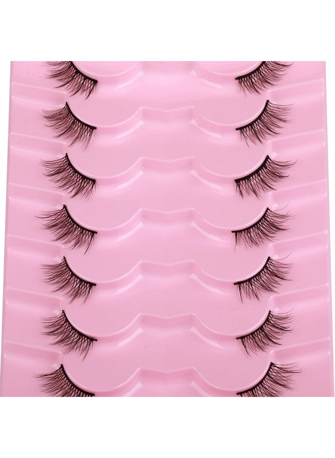 Half Lashes Natural Look Wispy Soft Strip Mink Eyelashes Cat Eye 3D Curl Short False Lashes 7 Pairs Pack By Alice