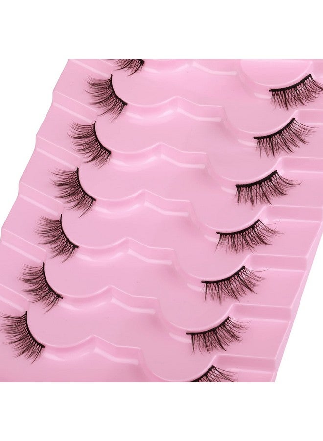 Half Lashes Natural Look Wispy Soft Strip Mink Eyelashes Cat Eye 3D Curl Short False Lashes 7 Pairs Pack By Alice