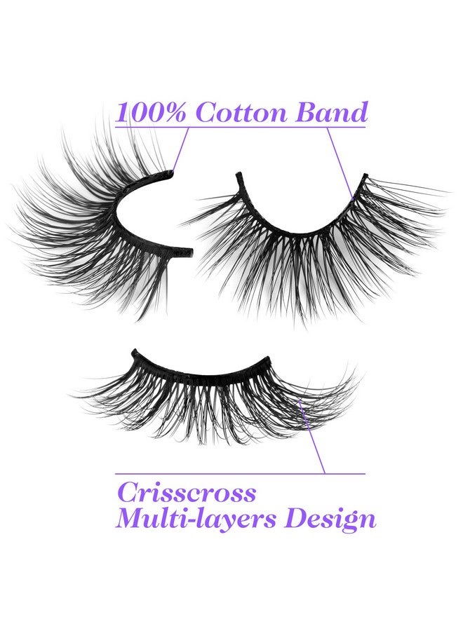 Half Lashes Natural Cat Eye False Lashes Wispy Fluffy Faux Mink Lashes Crisscross Multilayers 3D Fake Eyelashes 7 Pairs Pack