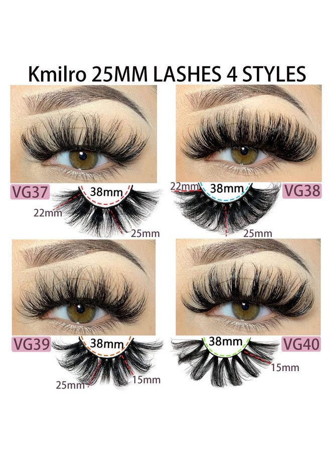 Lashes 25Mm Fluffy Mink False Eyelashes Long 20 Pairs Dramatic Thick 3D 5D Faux Mink Lashes 4 Styles 25 Mm Wispy D Curl Volume Fake Eyelashes Pack By Kmilro