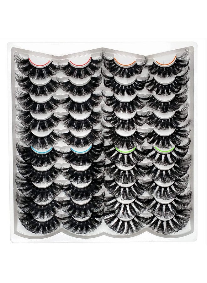 Lashes 25Mm Fluffy Mink False Eyelashes Long 20 Pairs Dramatic Thick 3D 5D Faux Mink Lashes 4 Styles 25 Mm Wispy D Curl Volume Fake Eyelashes Pack By Kmilro