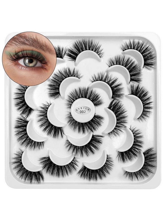 Cat Eye Lashes 10 Pairs 6D Faux Lashes Pack Fluffy Lashes Wispy Mink Natural Look Fake Lashes Reusable False Eyelashes 14.5Mm