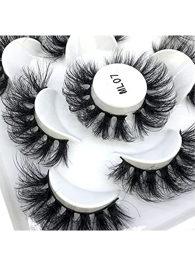 5 Pairs 25 Mm 3D Mink Lashes Bulk Faux With Custom Box Wispy Natural Mink Lashes Pack Short Wholesales Natural False Eyelashes (Ml07)