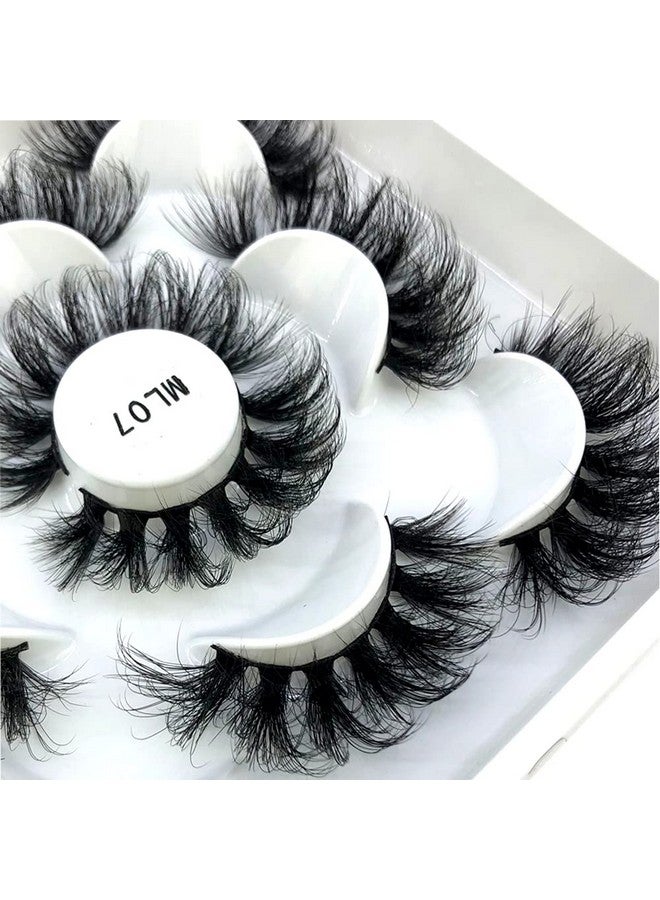 5 Pairs 25 Mm 3D Mink Lashes Bulk Faux With Custom Box Wispy Natural Mink Lashes Pack Short Wholesales Natural False Eyelashes (Ml07)