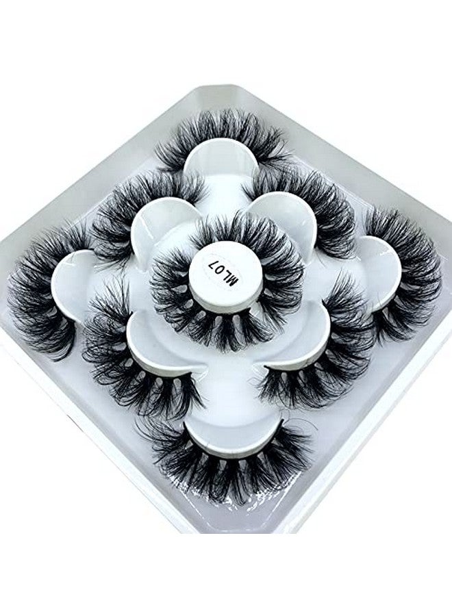 5 Pairs 25 Mm 3D Mink Lashes Bulk Faux With Custom Box Wispy Natural Mink Lashes Pack Short Wholesales Natural False Eyelashes (Ml07)