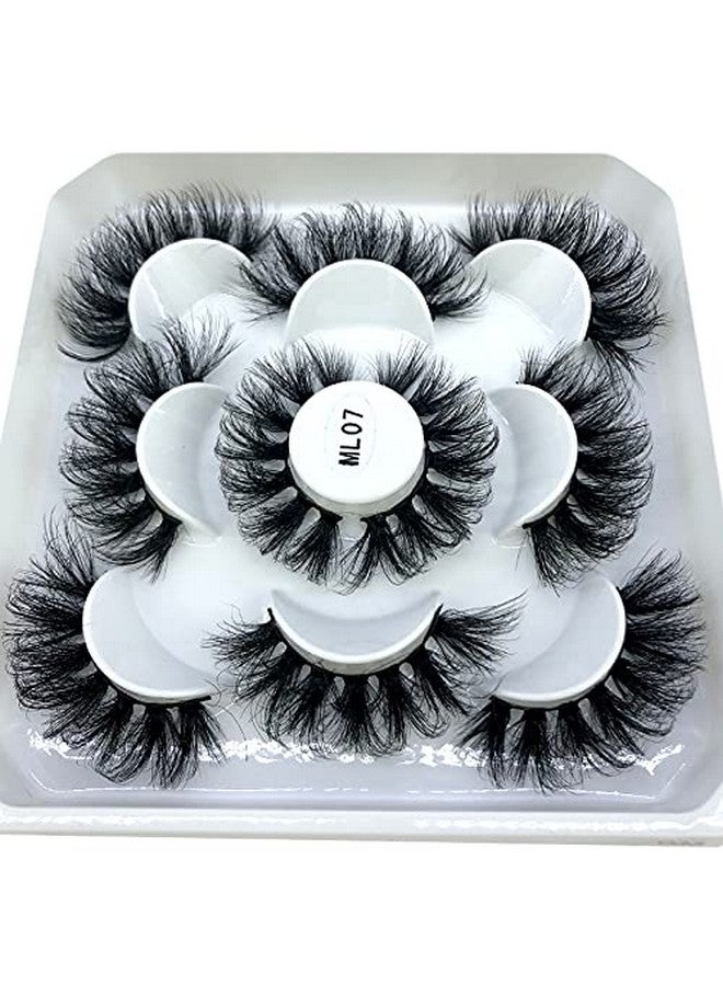 5 Pairs 25 Mm 3D Mink Lashes Bulk Faux With Custom Box Wispy Natural Mink Lashes Pack Short Wholesales Natural False Eyelashes (Ml07)