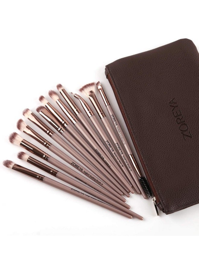 Eye Makeup Brushes 12 Pcs Professional Eye Brush Set Eyeshadow Eyebrow Blending Fan Eyelash Brush Set With Carrying Bag(Champagne Gold)