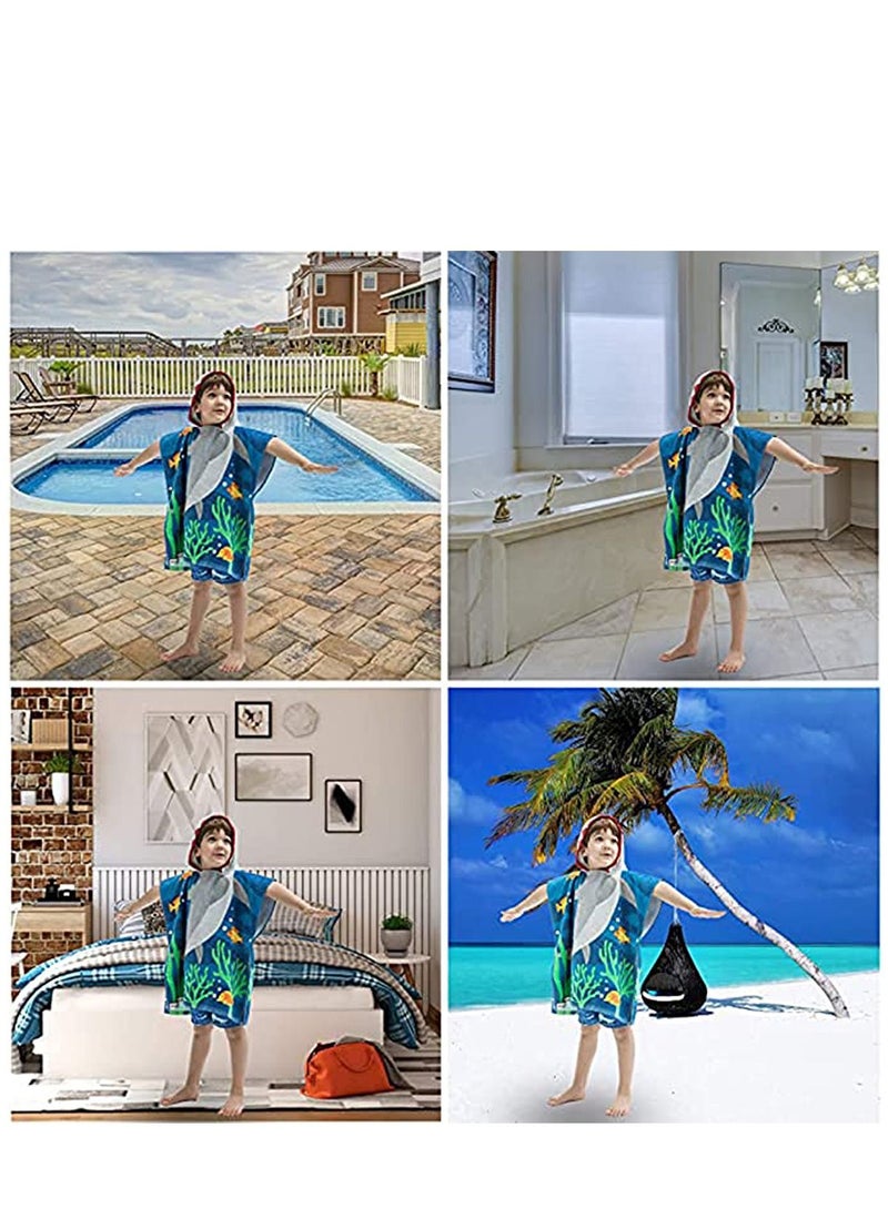 Kids Hooded Towel, Multi-purpose Children’s Pool, Beach Swimming, Bathroom Children’s Shark Blouse, Use for Boys Girls 12m to 5 Years, 48