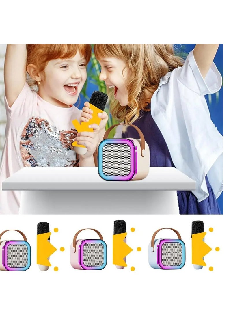 K12 Mini Portable Karaoke Bluetooth Speaker Dual Microphone Audio Integrated Microphone Home Karaoke Wireless Bluetooth Speaker for Kids and Adult