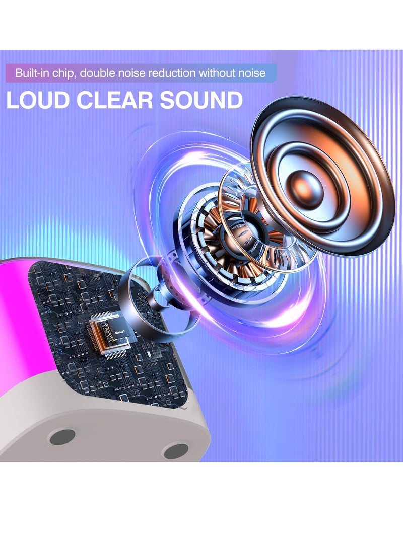 2024 Karaoke Machine for Kids Adults Mini Portable Handheld Bluetooth Karaoke Speaker with 2 Wireless Mics Long Range Illusionary Flowing Light for Home Party Birthday Party Gifts Beige