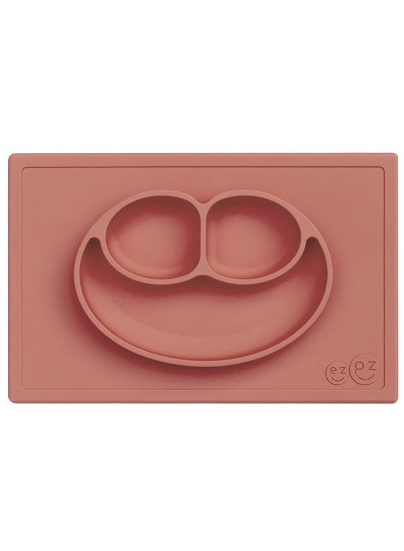 Happy Mat - 100% Silicone Kids Plate Suction Plate Babies With Built-In Placemat For Toddlers + Preschoolers -  Sienna