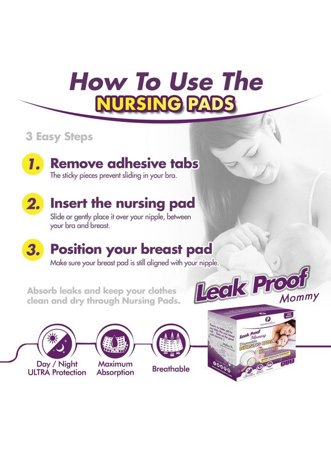 ‘Leak Proof Mommy’ Best Disposable Nursing Pads Super Soft Ultra Thin Extra Absorbent And Individually Wrapped With 5 Layers For Extra Day And Night Protection 100 Count