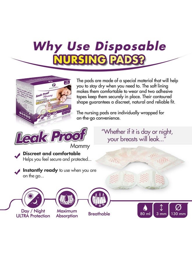 ‘Leak Proof Mommy’ Best Disposable Nursing Pads Super Soft Ultra Thin Extra Absorbent And Individually Wrapped With 5 Layers For Extra Day And Night Protection 100 Count