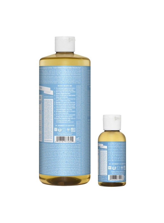 Dr. Bronner’S Purecastile Liquid Soap Baby Unscented Bundle. 32 Oz. Bottle And 2 Oz. Travel Bottle