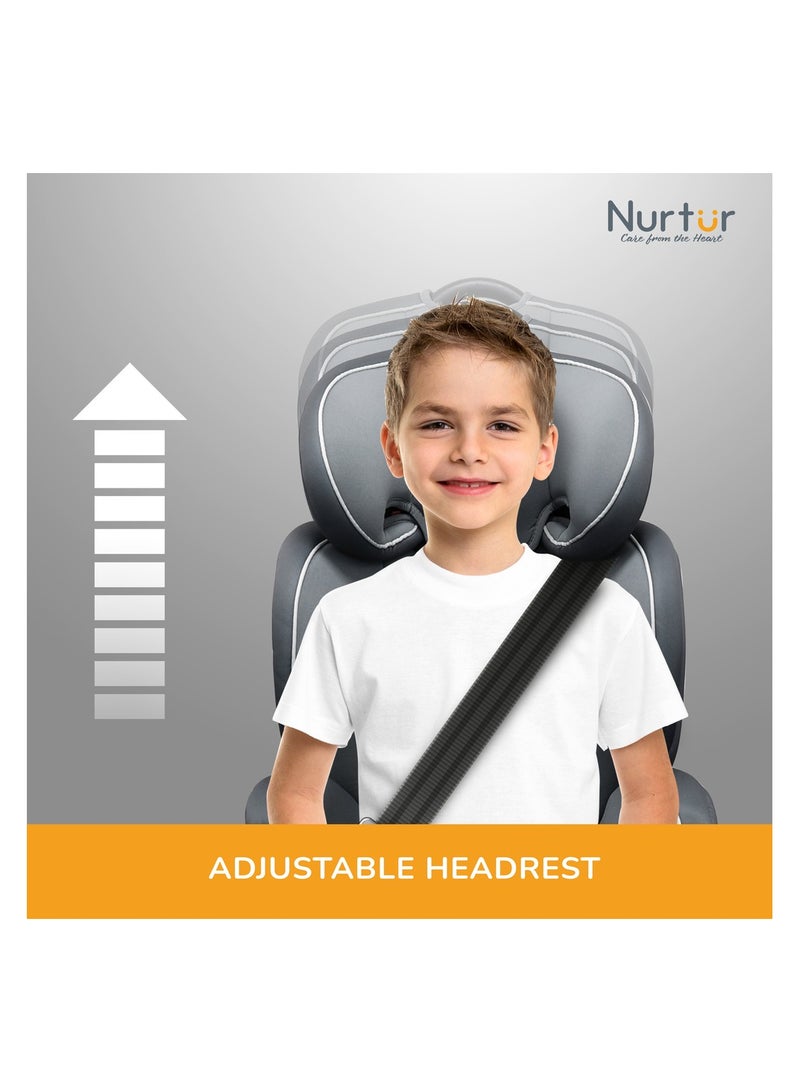 Nurtur Ragnar Baby/Kids 3-in-1 Car Seat + Booster Seat - Adjustable Headrest - Extra Protection - 5-Point Safety Harness - 9 months to 12 years,