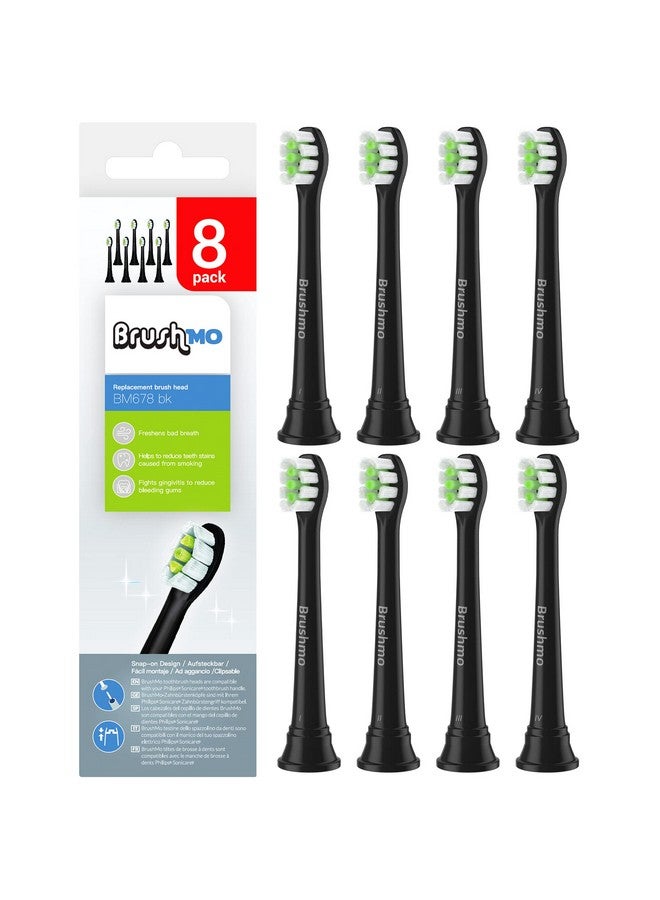 Compact Replacement Toothbrush Heads Compatible With Philips Sonicare Hx6072 Black 8 Pack