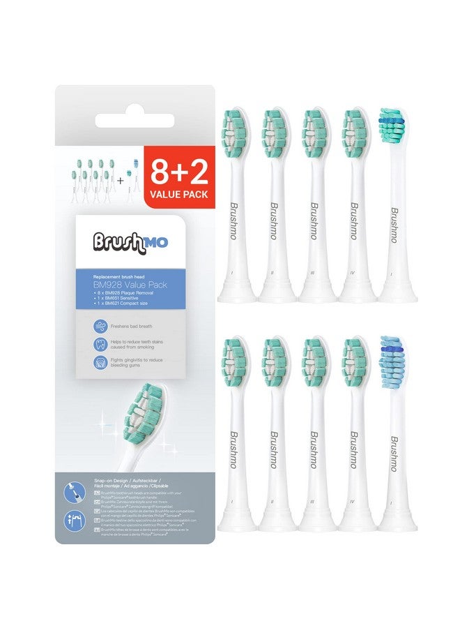 Replacement Toothbrush Heads Compatible With Phillips Sonicare Electric Toothbrush Value Pack (8+2).