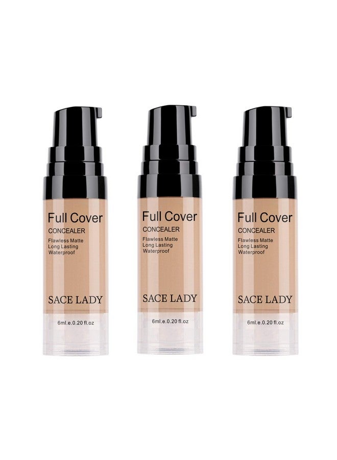 3 Pack Pro Full Cover Liquid Concealer Waterproof Smooth Matte Flawless Finish Creamy Concealer Foundation For Eye Dark Circles Spot Face Concealer Makeup Warm Natural 3×6Ml 0.20Fl Oz