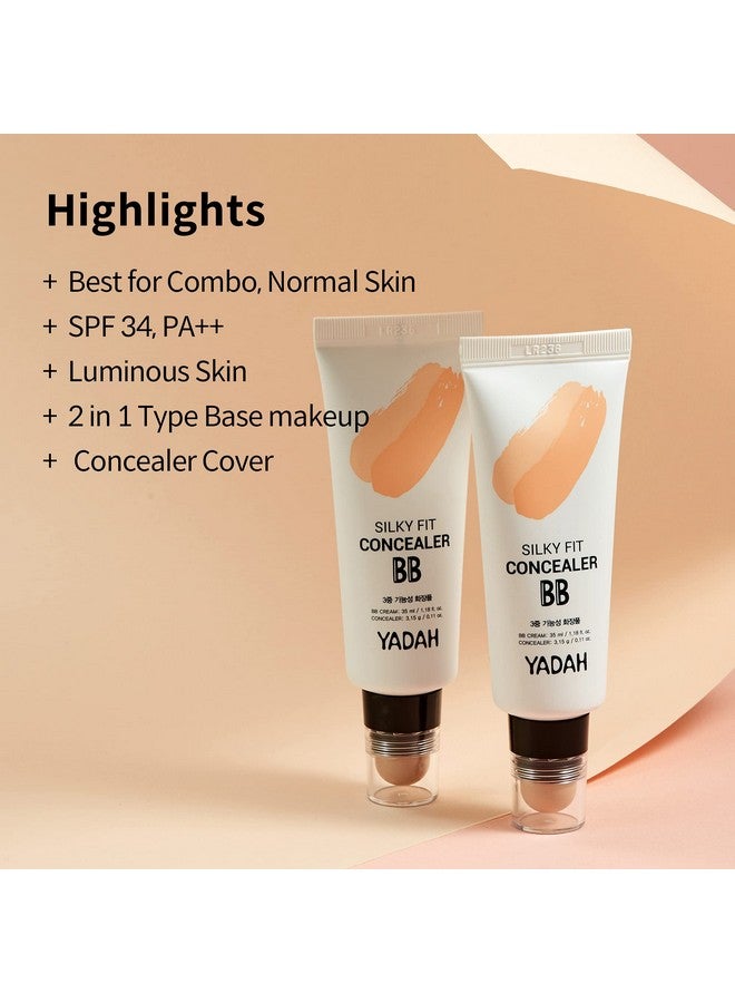 Silky Fit Concealer Bb Power Brightening 1.18 Ounce 21 Light Beige 2 In 1 Base Makeup Natural Ingredients Foundation Cream