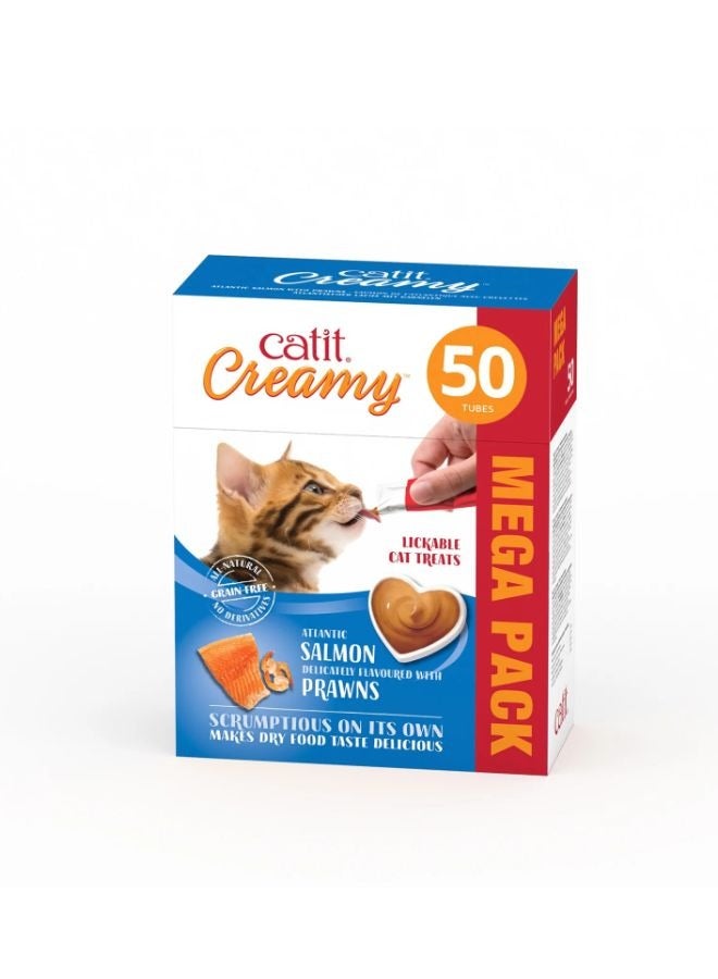 Catit Creamy Treats Mega Pack Salmon with Prawn 50 tubes box