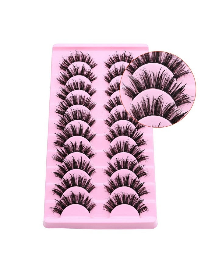 10 Pairs Wet Look Manga Lashes 3D Multi Layered Spiky Lashes D Curl Long Eyelashes Strips Fluffy Faux Mink Lashes Extension For Japanese Anime Cosplay Makeup (Sa03)