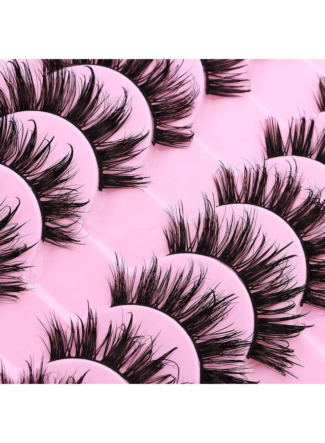 10 Pairs Wet Look Manga Lashes 3D Multi Layered Spiky Lashes D Curl Long Eyelashes Strips Fluffy Faux Mink Lashes Extension For Japanese Anime Cosplay Makeup (Sa03)
