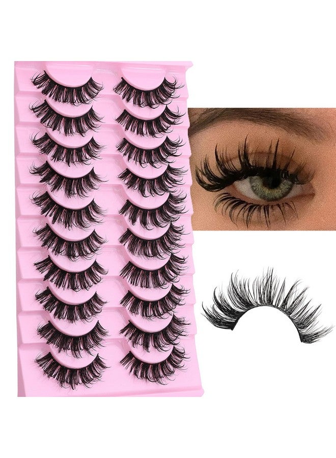 10 Pairs Wet Look Manga Lashes 3D Multi Layered Spiky Lashes D Curl Long Eyelashes Strips Fluffy Faux Mink Lashes Extension For Japanese Anime Cosplay Makeup (Sa03)