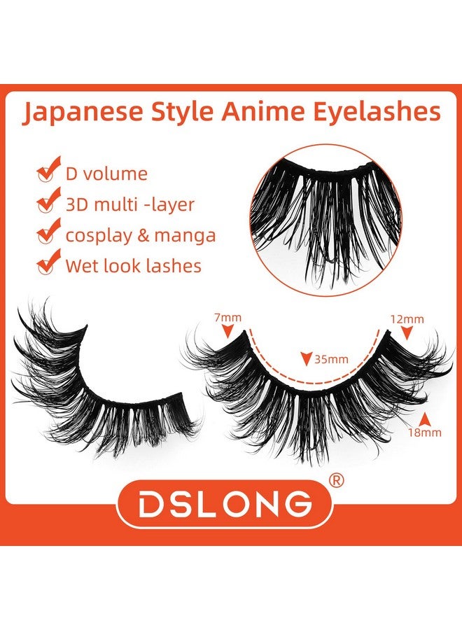 10 Pairs Wet Look Manga Lashes 3D Multi Layered Spiky Lashes D Curl Long Eyelashes Strips Fluffy Faux Mink Lashes Extension For Japanese Anime Cosplay Makeup (Sa03)