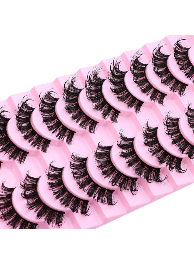 10 Pairs Wet Look Manga Lashes 3D Multi Layered Spiky Lashes D Curl Long Eyelashes Strips Fluffy Faux Mink Lashes Extension For Japanese Anime Cosplay Makeup (Sa03)