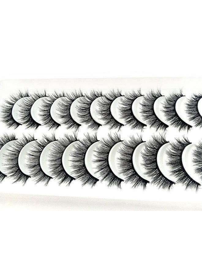 10 Pairs Fluffy False Eyelashes Natural Faux Mink Strip 3D Lashes Pack Make Up Beauty Tools (3D133)