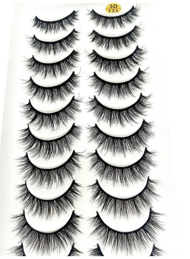 10 Pairs Fluffy False Eyelashes Natural Faux Mink Strip 3D Lashes Pack Make Up Beauty Tools (3D133)