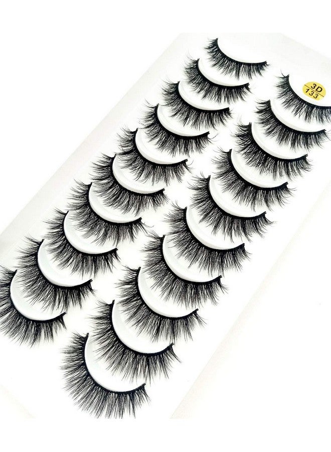 10 Pairs Fluffy False Eyelashes Natural Faux Mink Strip 3D Lashes Pack Make Up Beauty Tools (3D133)