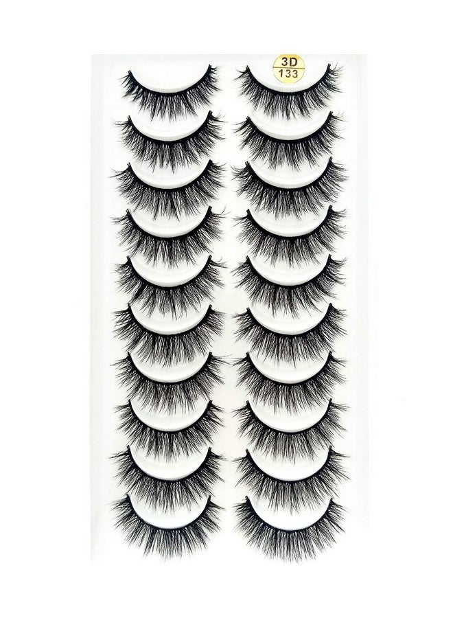 10 Pairs Fluffy False Eyelashes Natural Faux Mink Strip 3D Lashes Pack Make Up Beauty Tools (3D133)