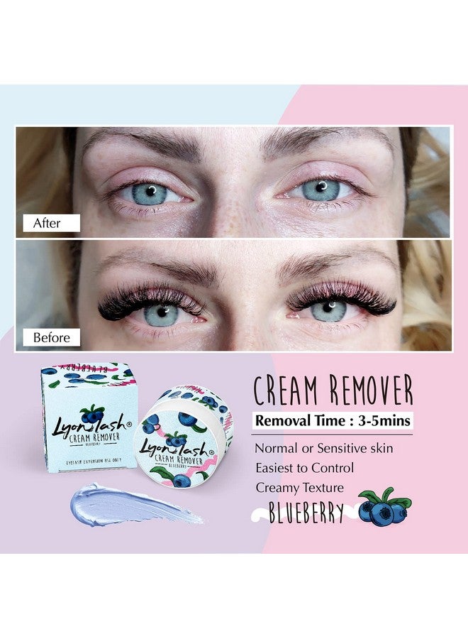 Pro Gentle Eyelash Extension Cream Remover 15G 0.51Fl. Oz Removes Lash Extension Glue Effectively Low Irritation For Sensitive Skin Essential Lash Extensions Supplies(Blueberry)