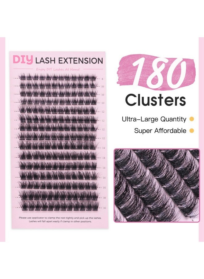 180Pcs Cluster Lashes Wispy 3D Effect Fluffy Volume Lash Clusters Eyelash Extensions Multiple Layers Individual Faux Mink False Eyelashes(816Mm Mixed)