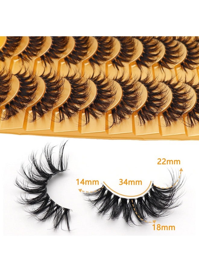 Russian Strip Lashes With Clear Band Looks Like Eyelash Extensions D Curl Lash Strips 10 Pairs Pack (Dt16)