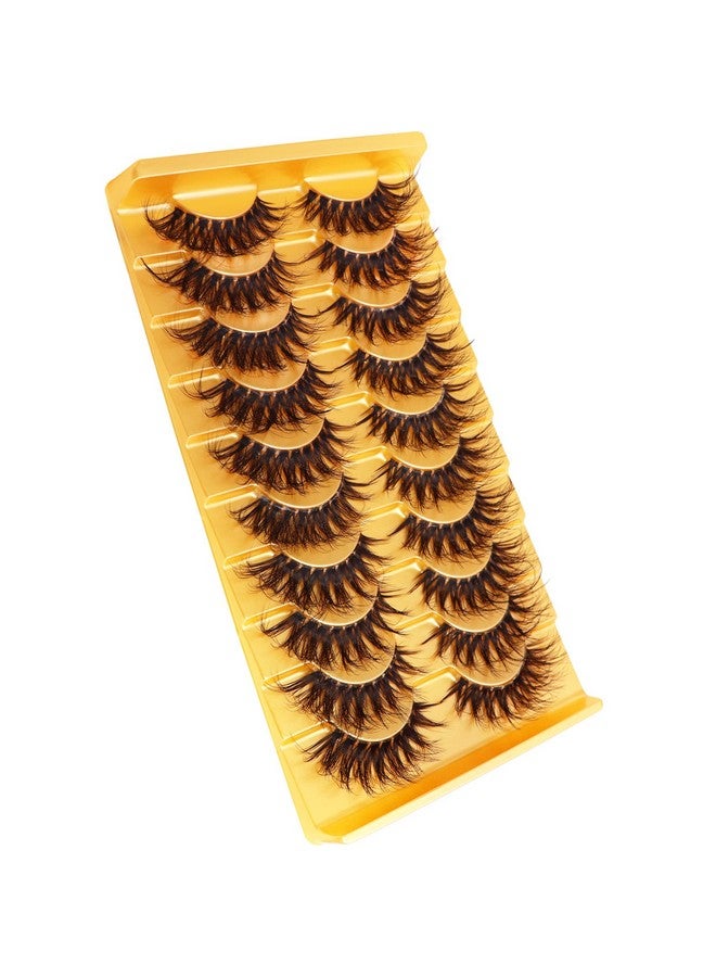 Russian Strip Lashes With Clear Band Looks Like Eyelash Extensions D Curl Lash Strips 10 Pairs Pack (Dt16)